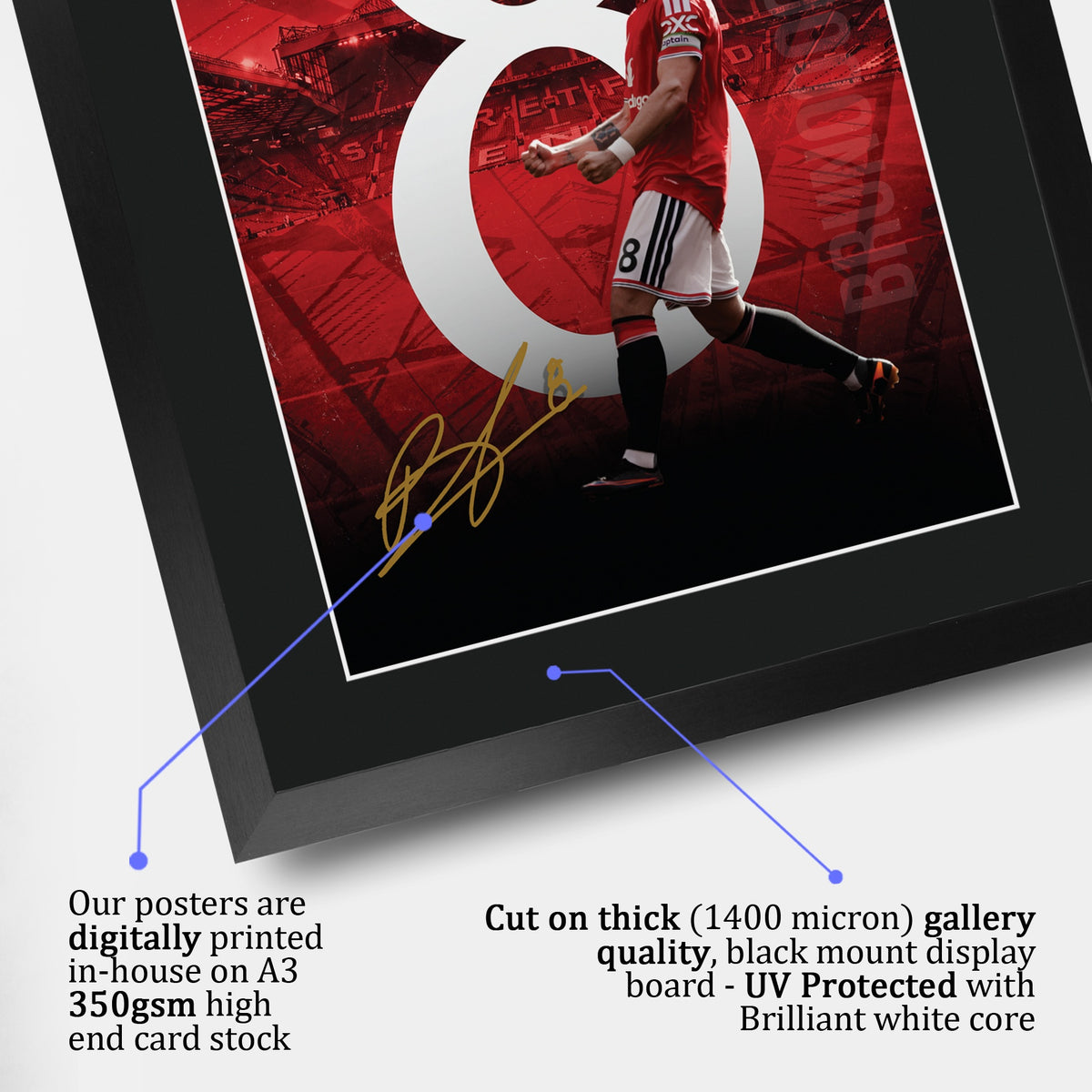 Bruno Fernandes Framed A3 Football A3 framed print, view 4