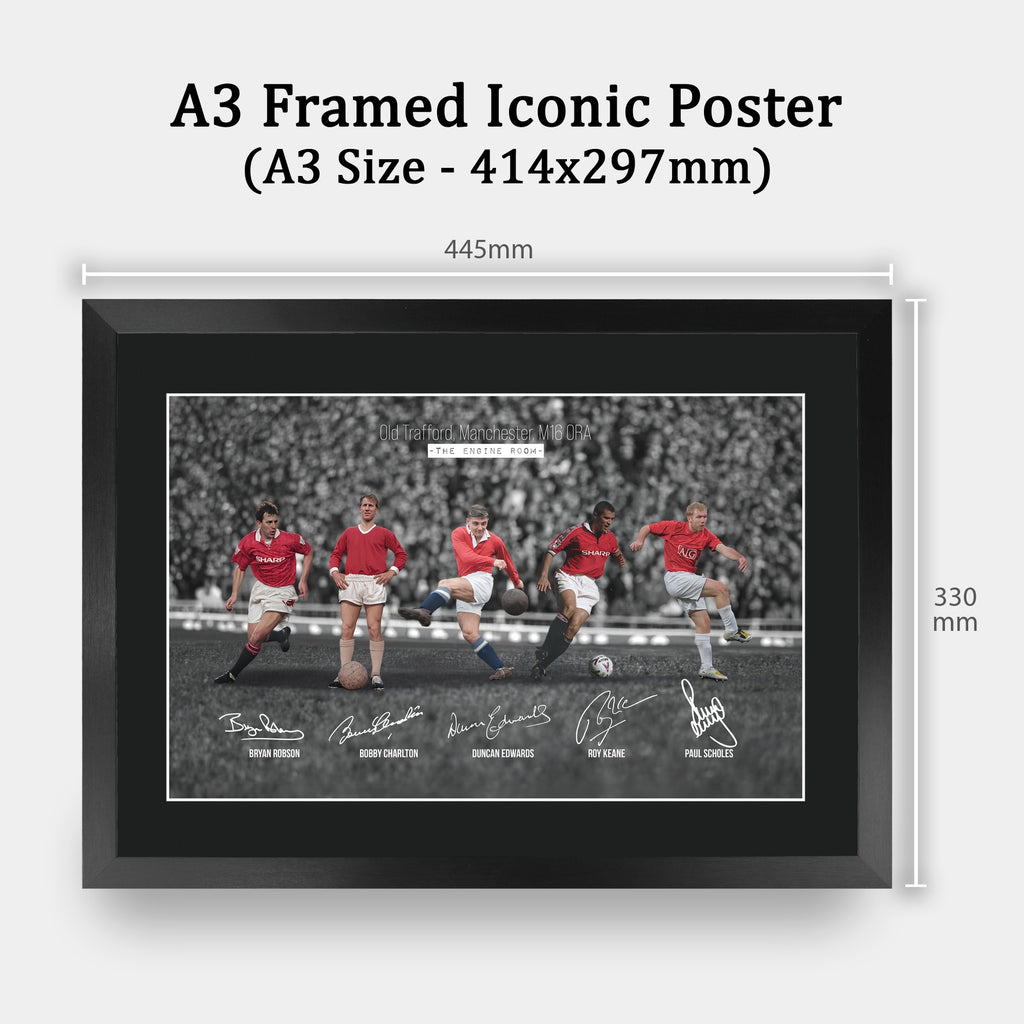 Man Utd The Engine Room A3 framed print, view 2