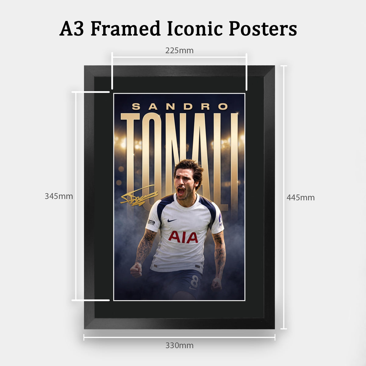 Sandro Tonali True Icon A3 framed print, view 2