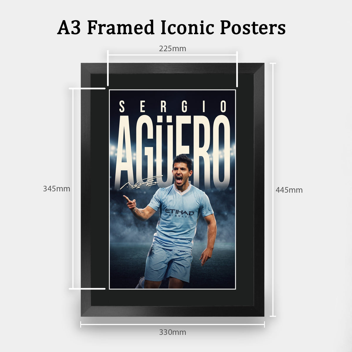 Sergio Aguero A3 framed print, view 2