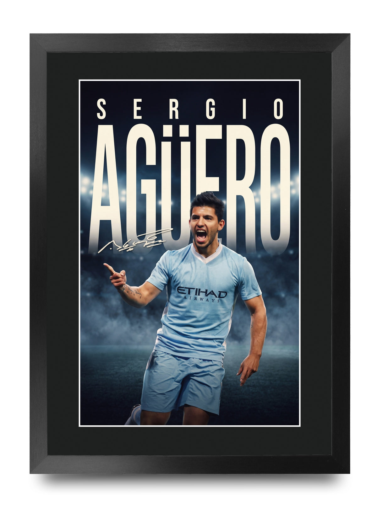 Sergio Aguero A3 framed print