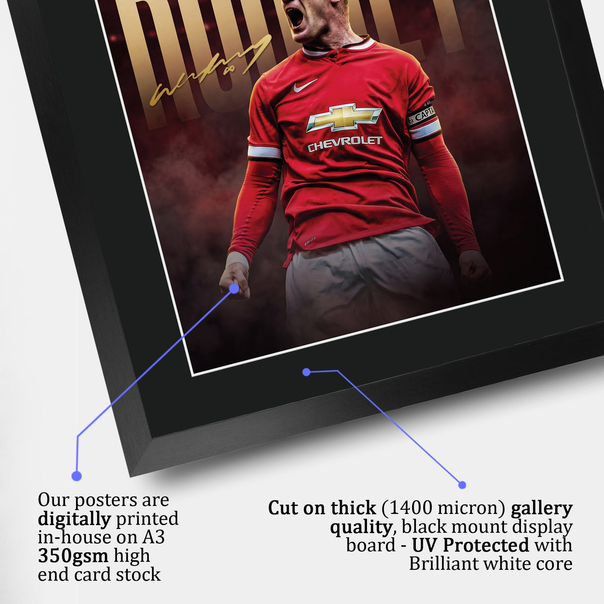 Wayne Rooney True Icon A3 framed print, view 4