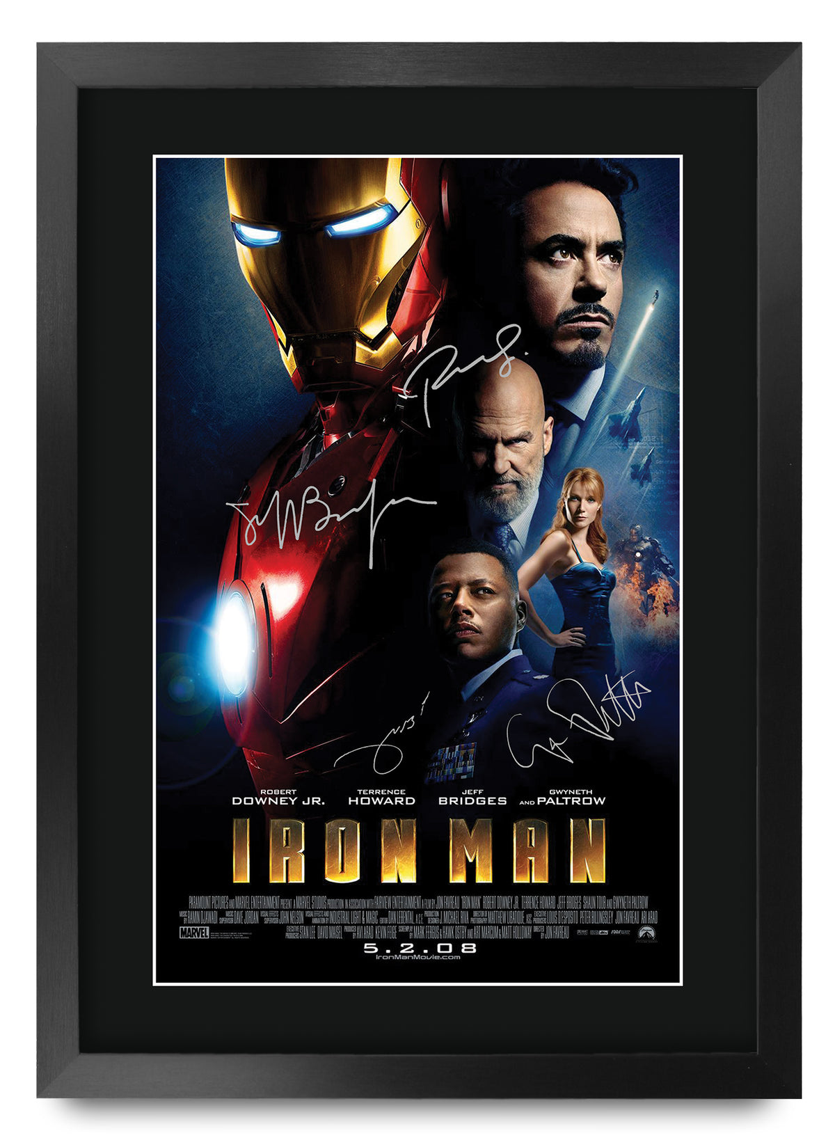 Iron Man Movie Poster Robert Downey Jr Terrence Howard Gwyneth Paltrow Jeff Bridges A3 framed print