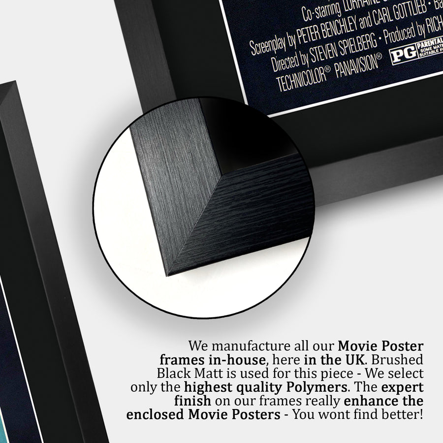 Close-up of the brushed black frame