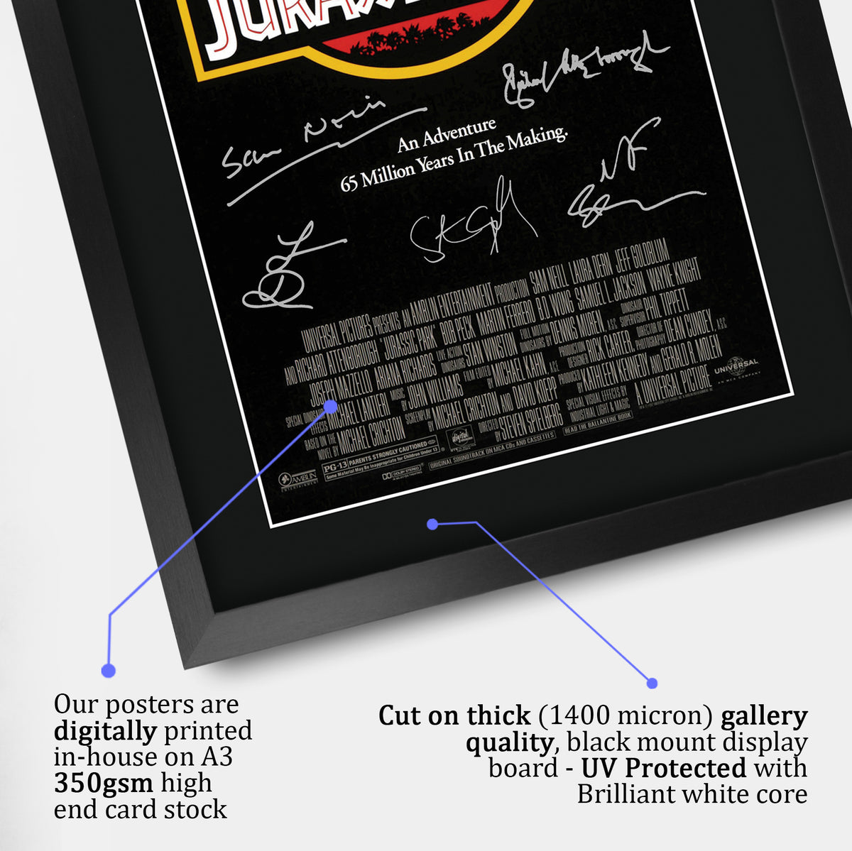 Jurassic Park Movie Poster The Cast A3 framed print, view 4