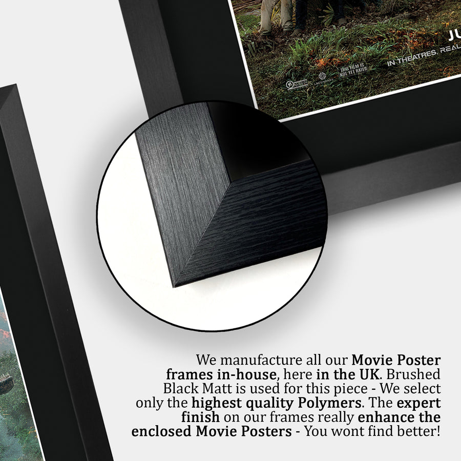 Close-up of the brushed black frame