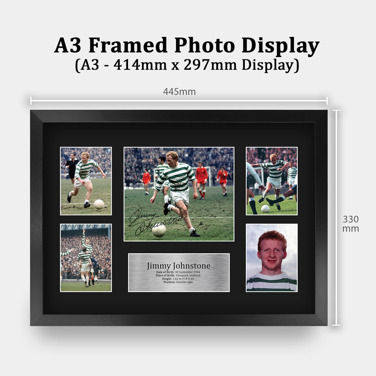 Jimmy Johnstone Hoops A3 framed print, view 2