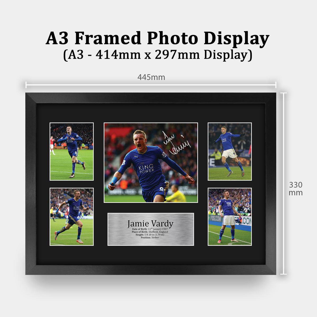 Jamie Vardy Foxes A3 framed print, view 2