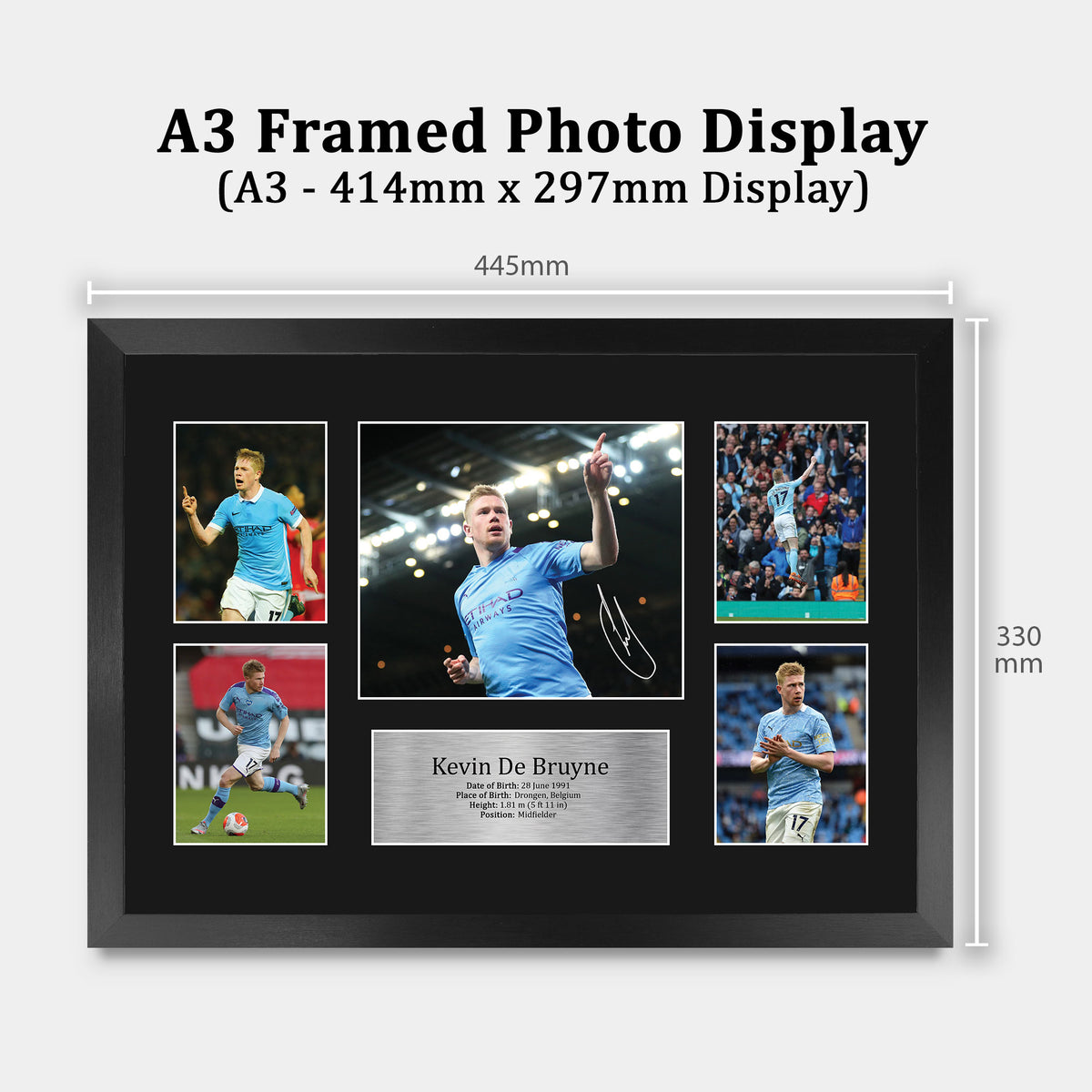 Kevin De Bruyne Manchester City A3 framed print, view 2