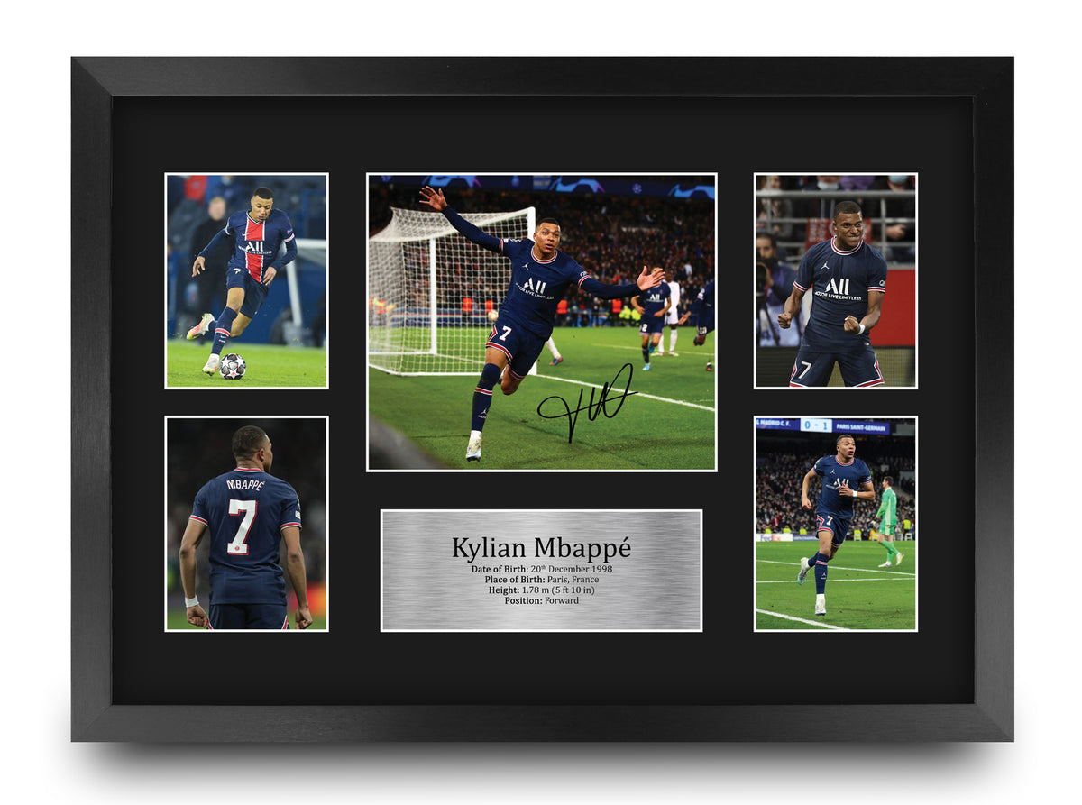 Kylian Mbappe Paris Blue and Reds A3 framed print