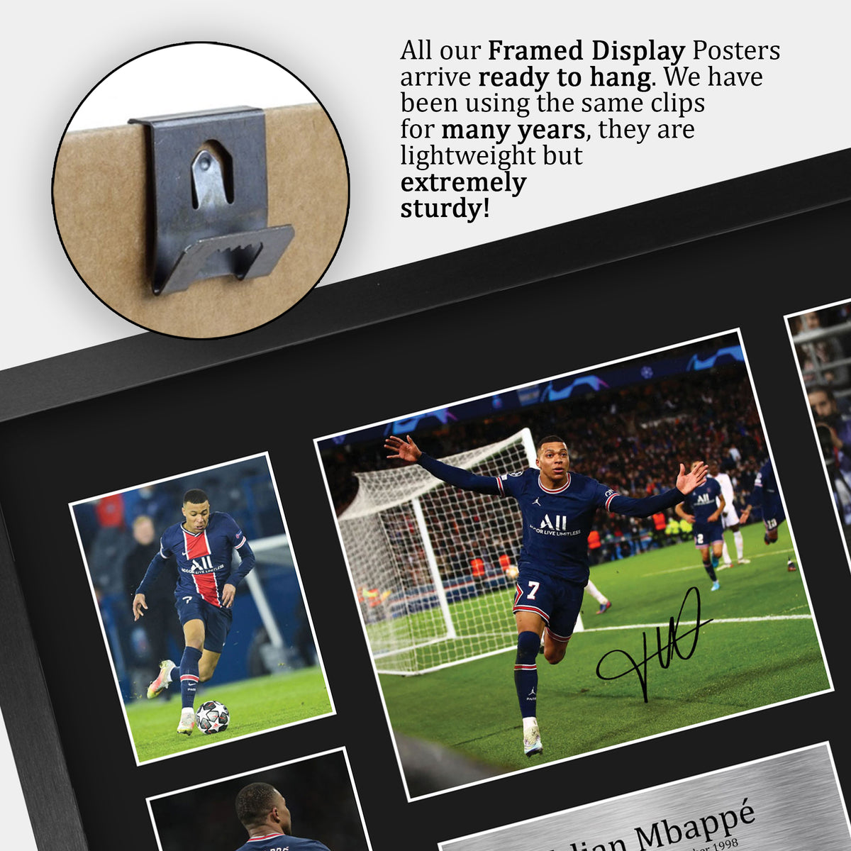 Kylian Mbappe Paris Blue and Reds A3 framed print, view 5