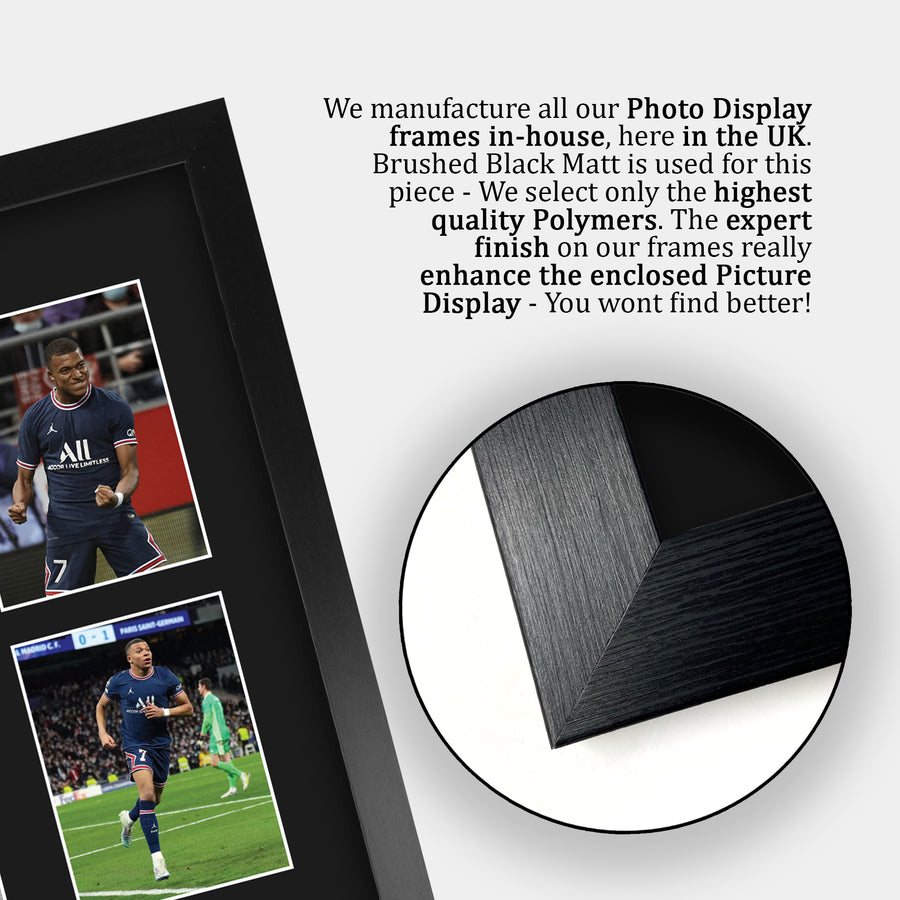 Close-up of the brushed black frame