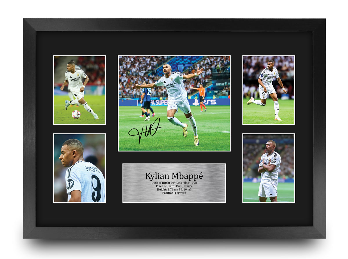 Kylian Mbappe Real Madrid A3 framed print