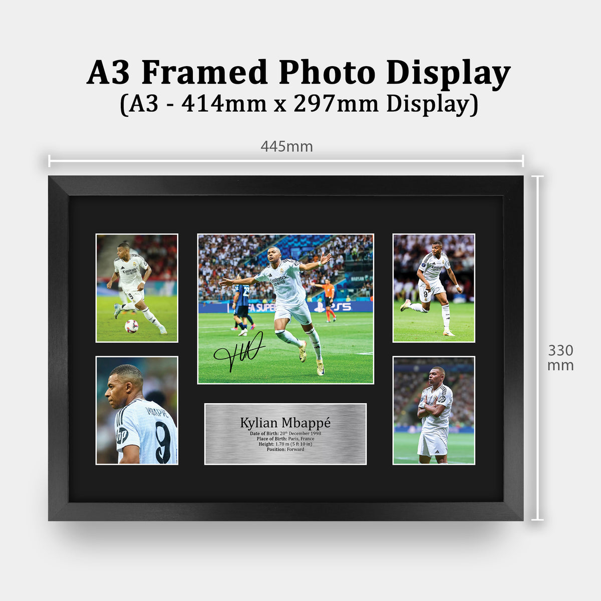 Kylian Mbappe Madrid A3 framed print, view 2