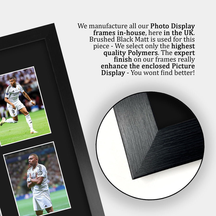 Close-up of the brushed black frame