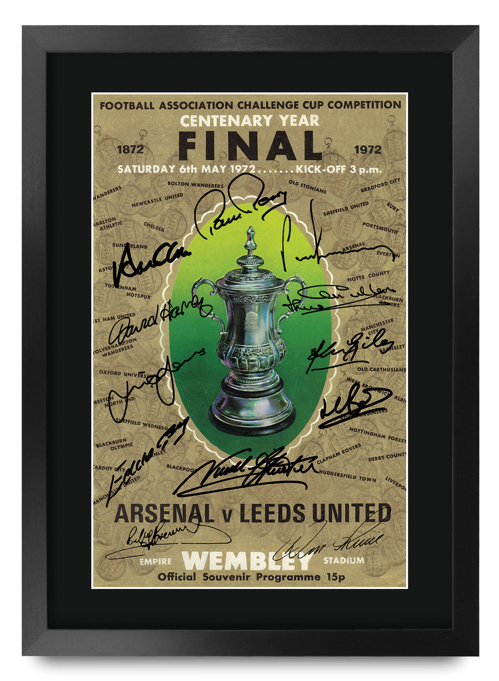 Leeds United 1972 FA Cup Programme Poster The Team A3 framed print