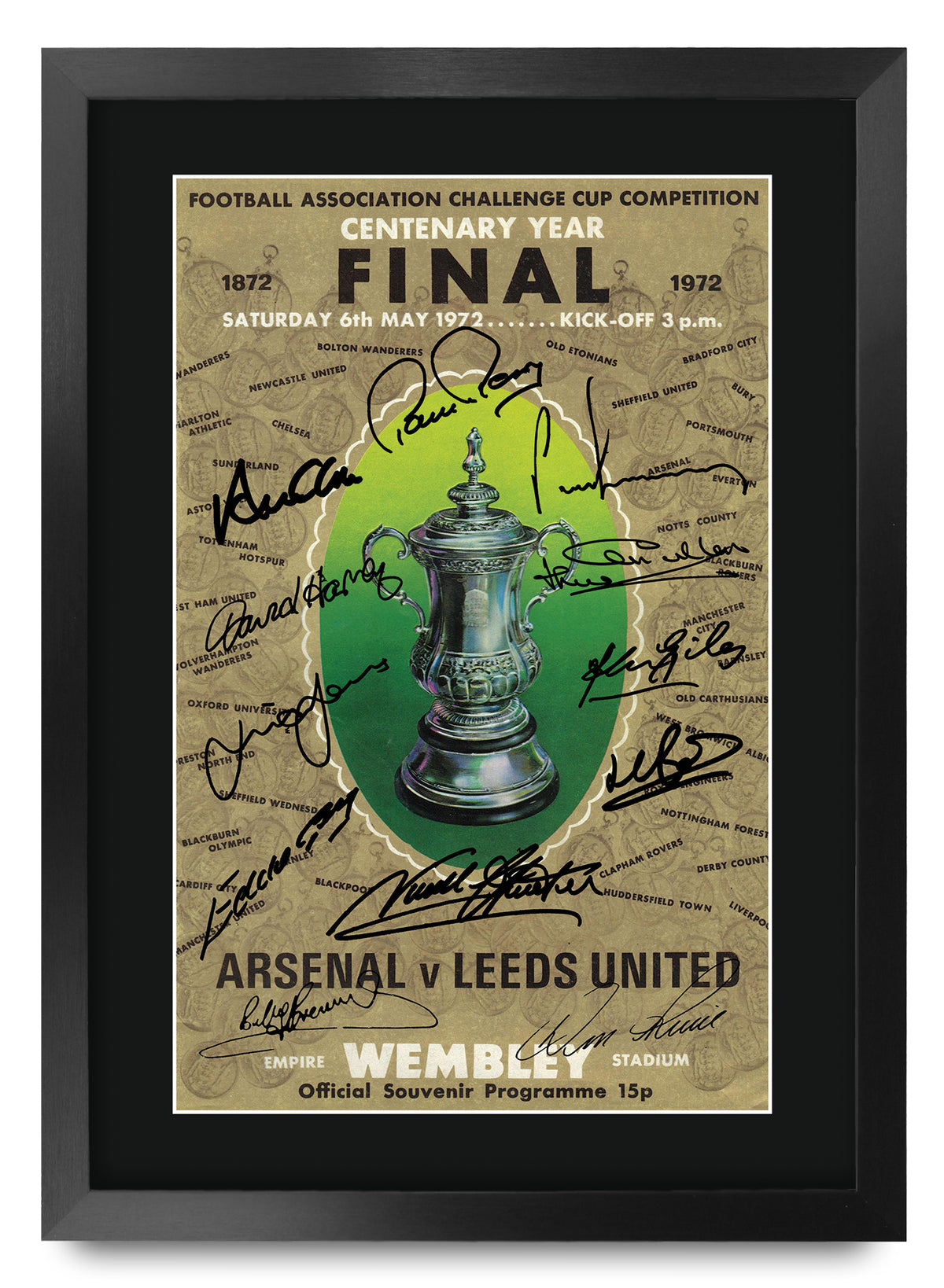 Leeds 1972 FA Cup Programme Poster The Team A3 framed print