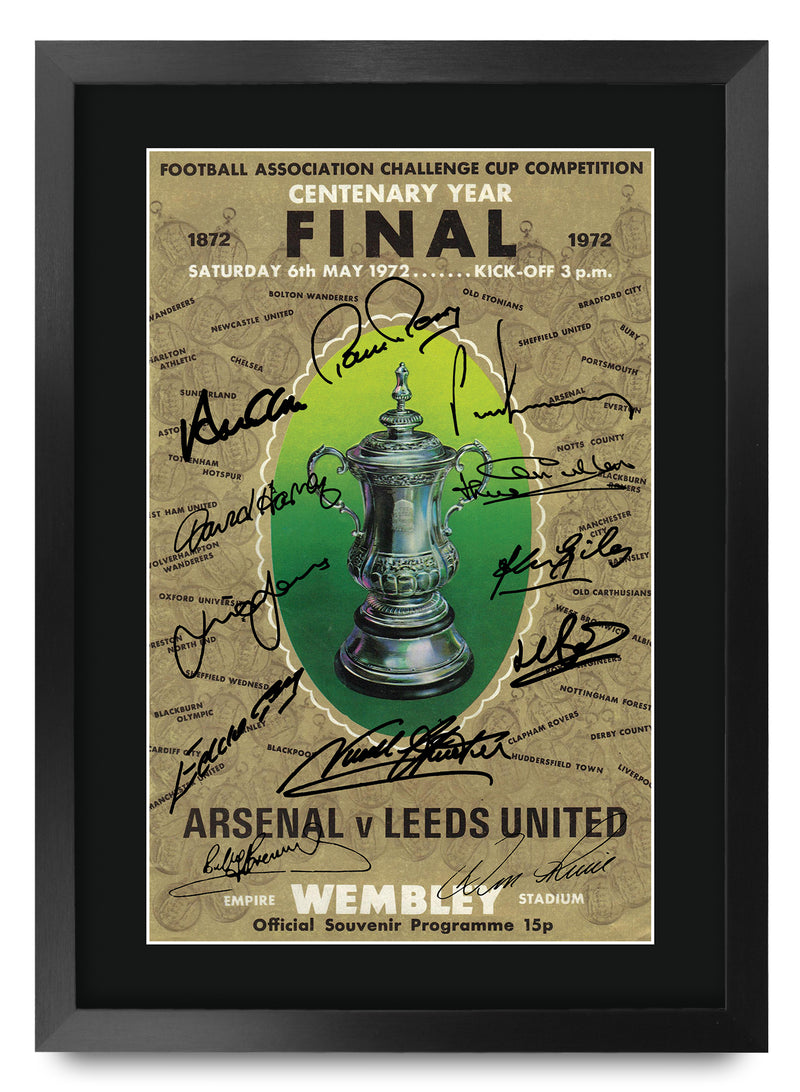 Leeds 1972 FA Cup Programme Poster The Team A3 Framed Print