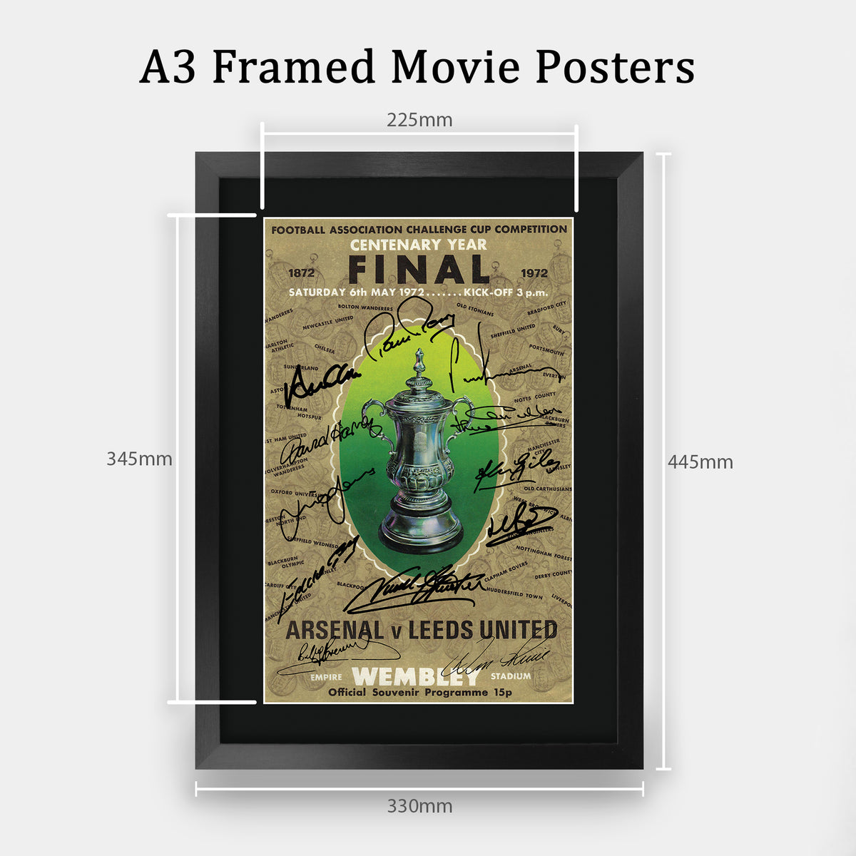 Leeds 1972 FA Cup Programme Poster The Team A3 framed print, view 2