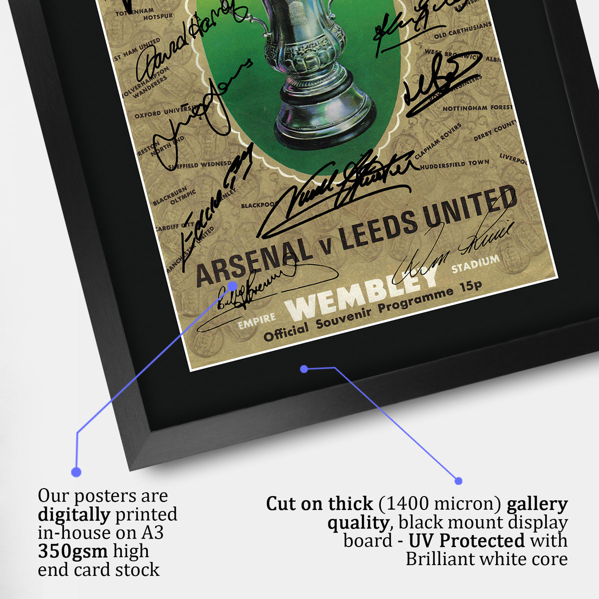 Leeds 1972 FA Cup Programme Poster The Team A3 framed print, view 4