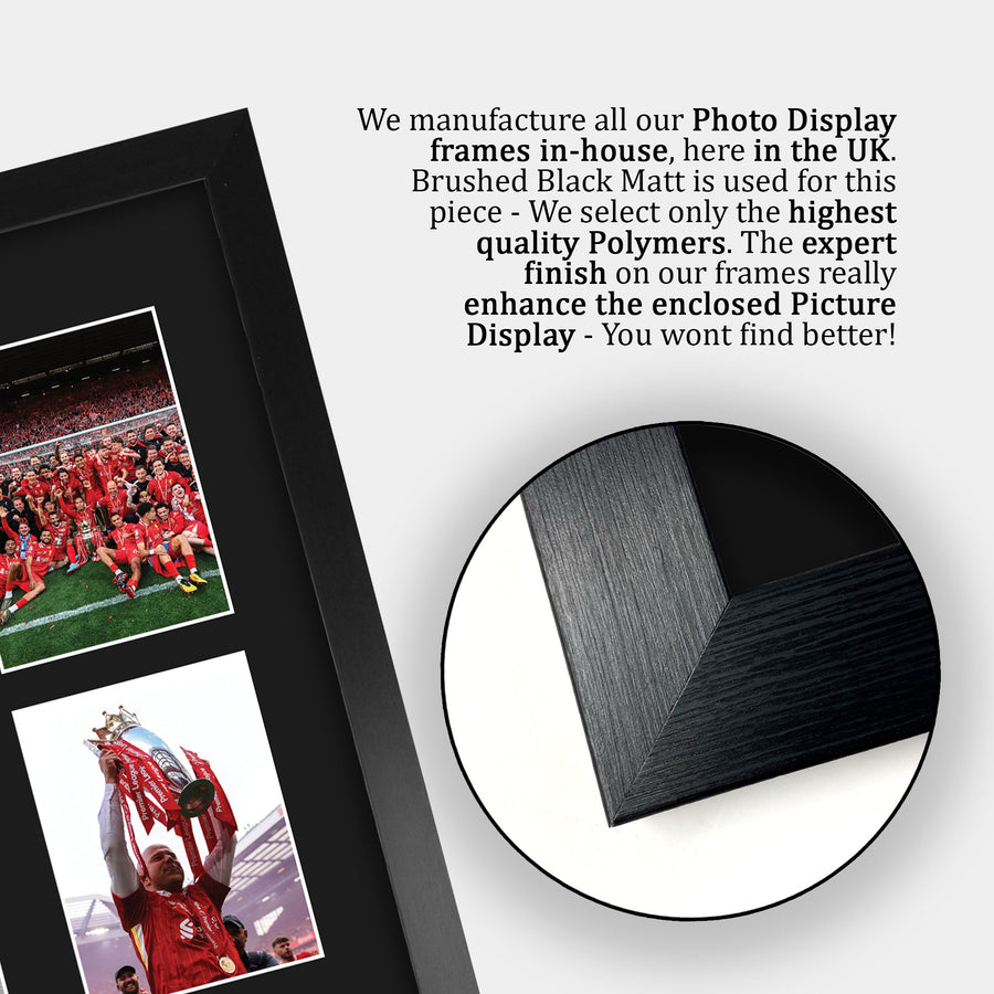 Close-up of the brushed black frame