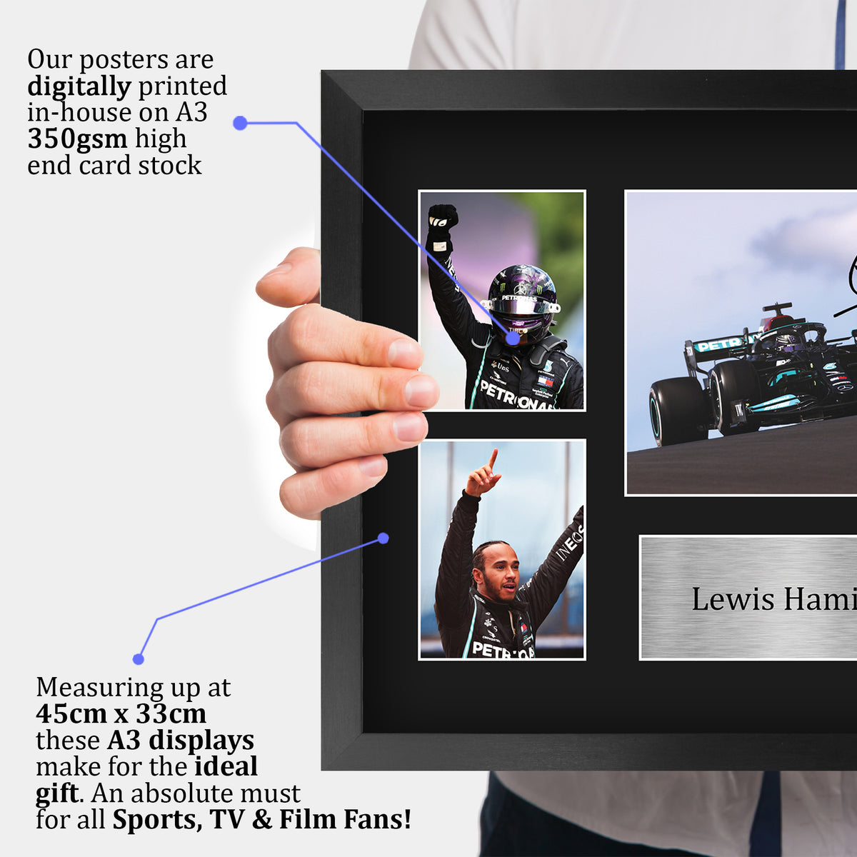 Lewis Hamilton Presentation A3 framed print, view 3