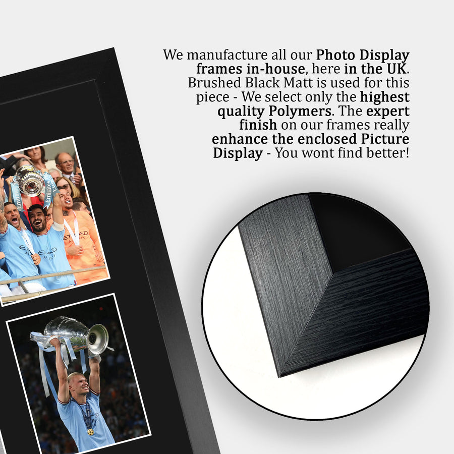 Close-up of the brushed black frame