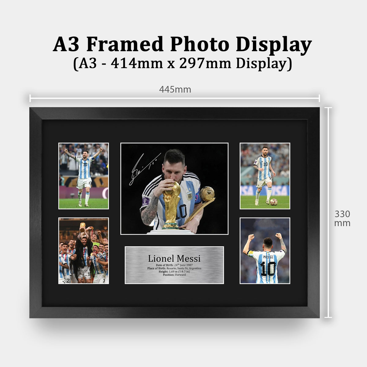 Lionel Messi Argentina A3 framed print, view 2