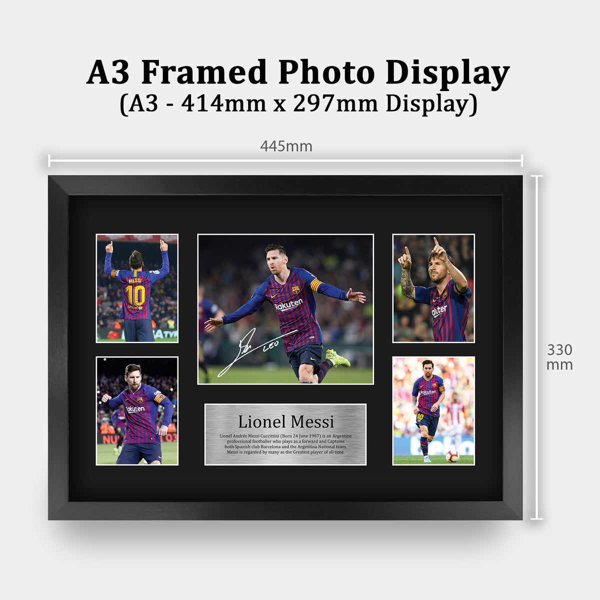 Lionel Messi Barcelona A3 framed print, view 2