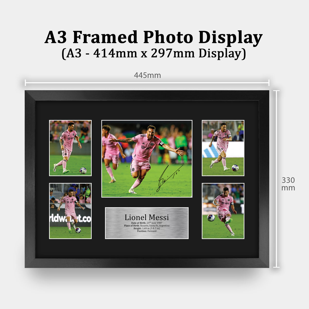 Lionel Messi Miami A3 framed print, view 2