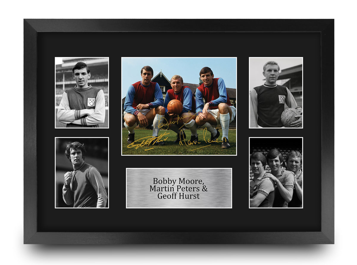 Bobby Moore Martin Peters & Geoff Hurst West Ham United A3 framed print