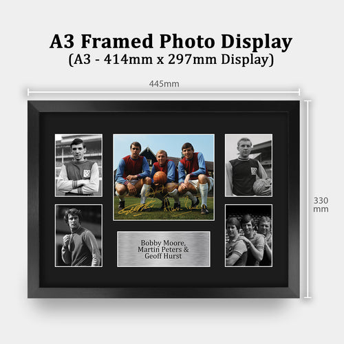 Bobby Moore Martin Peters & Geoff Hurst West Ham United A3 framed print, view 2