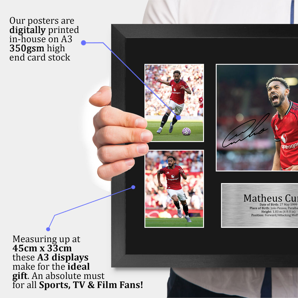 Matheus Cunha Manchester United A3 framed print, view 3