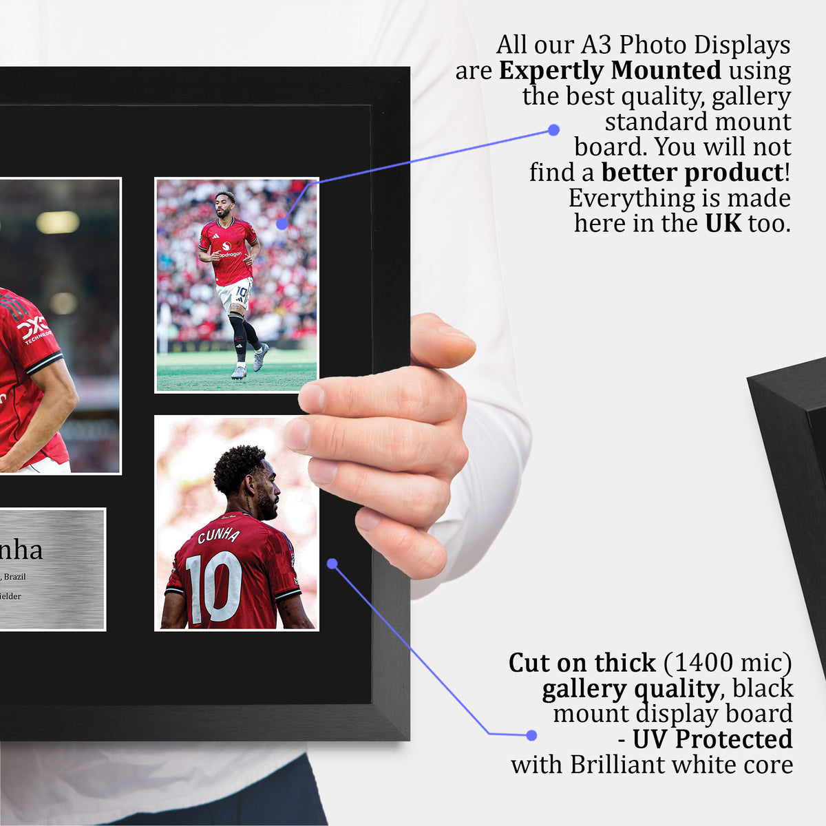 Matheus Cunha Manchester United A3 framed print, view 4