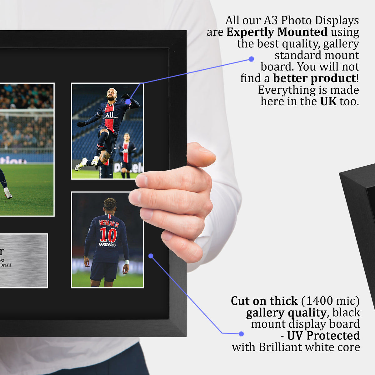 Neymar Jr Paris Blue and Reds A3 framed print, view 4