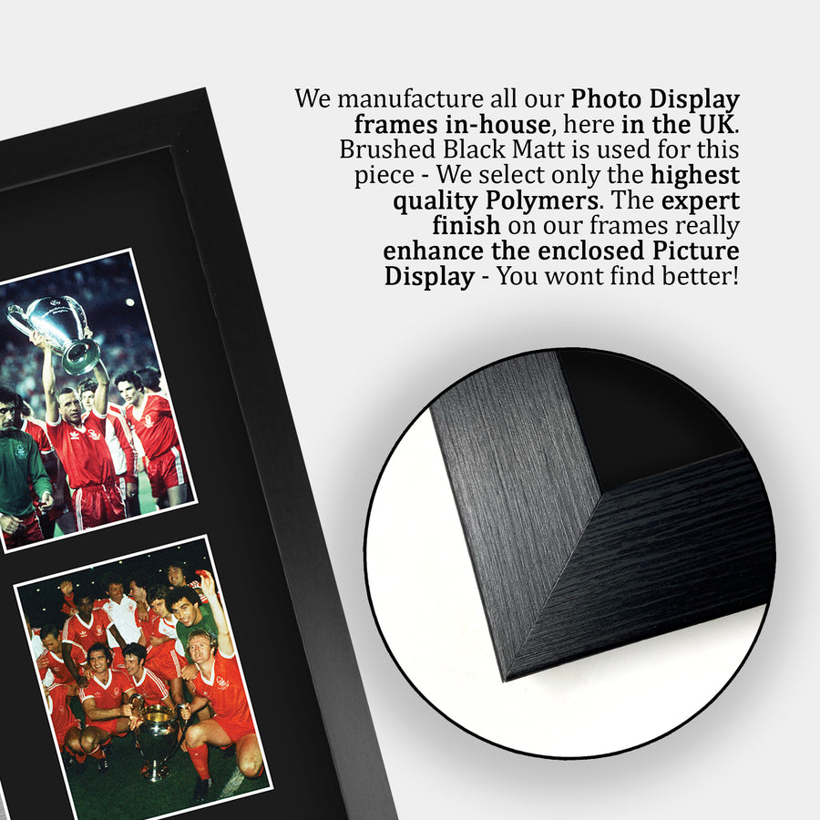 Close-up of the brushed black frame
