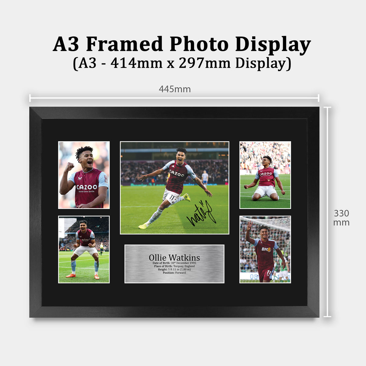 Ollie Watkins Villans A3 framed print, view 2