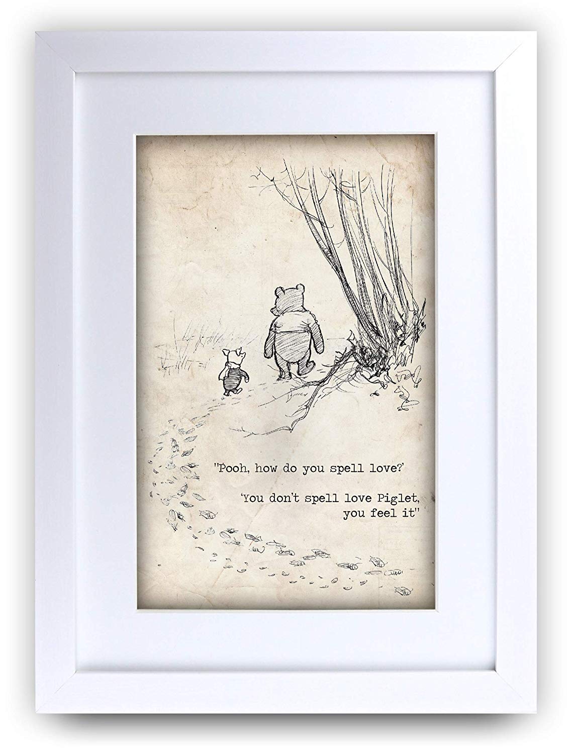 Winnie the Pooh Spell Feel Love A3 framed print