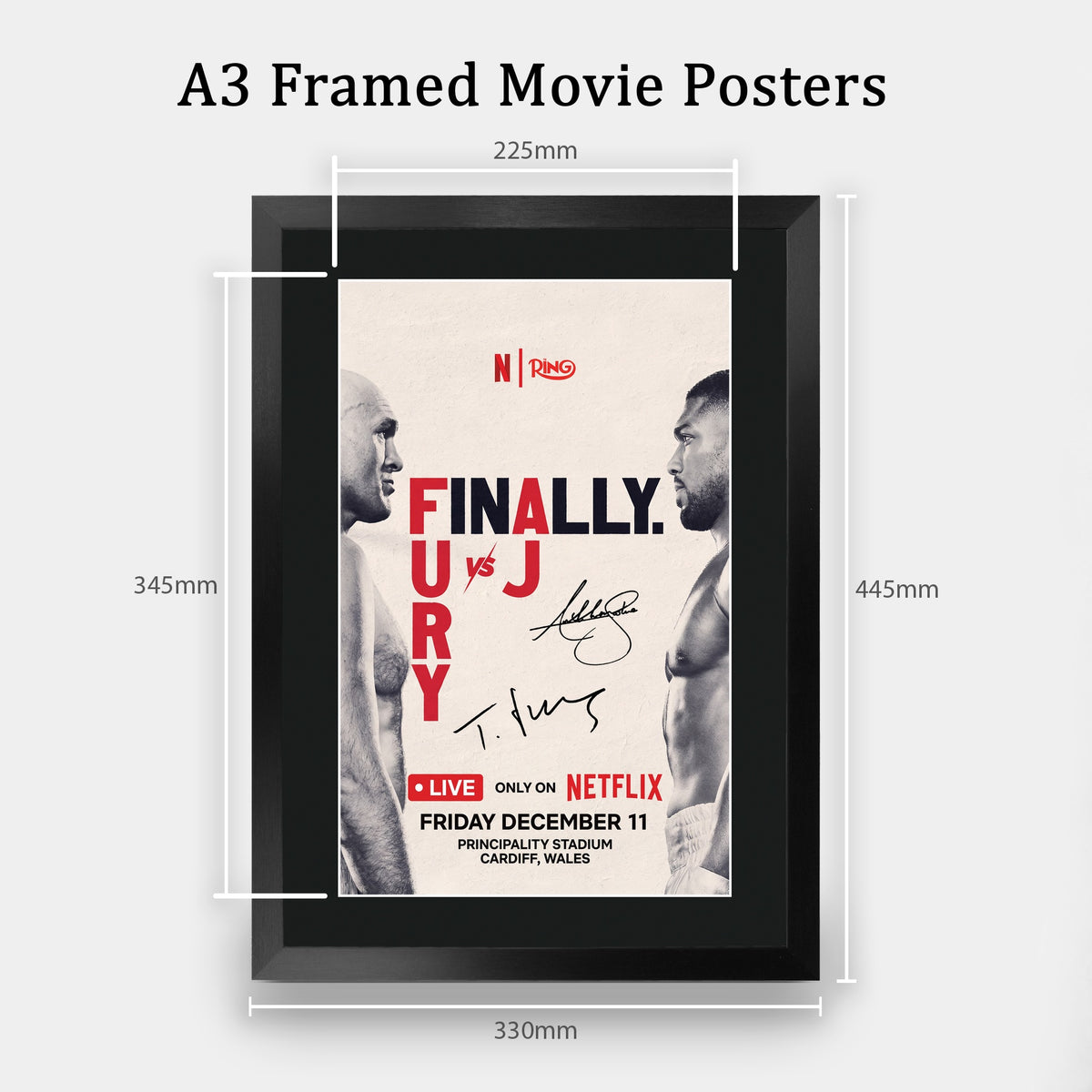 Anthony Joshua vs Tyson Fury A3 framed print, view 2