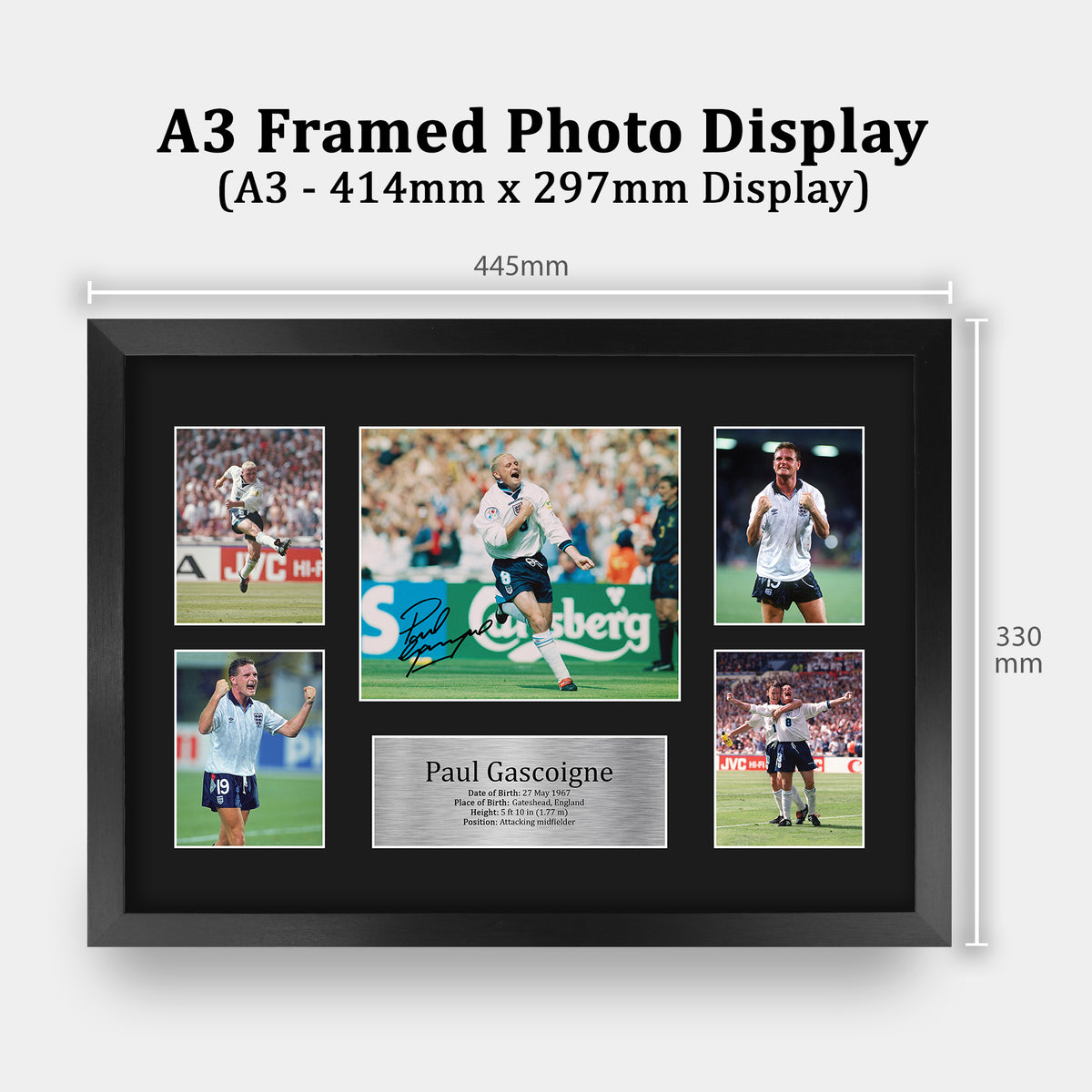 Paul Gascoigne Gazza A3 framed print, view 2