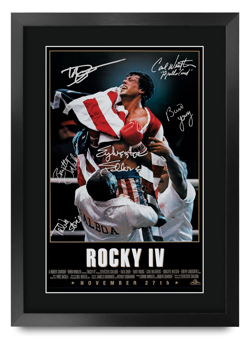 Rocky IV The Cast Rocky 4 Sylvester Stallone Dolph Lundgren Carl Weathers A3 framed print