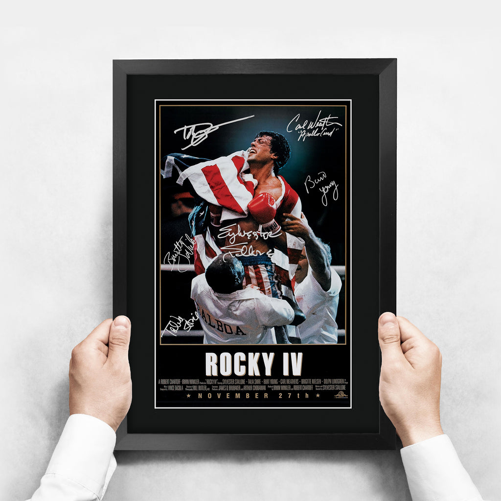 Rocky IV The Cast Rocky 4 Sylvester Stallone Dolph Lundgren Carl Weathers A3 framed print, view 3
