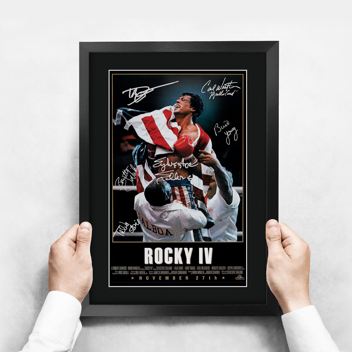 Rocky IV The Cast Rocky 4 Sylvester Stallone Dolph Lundgren Carl Weathers A3 framed print, view 3