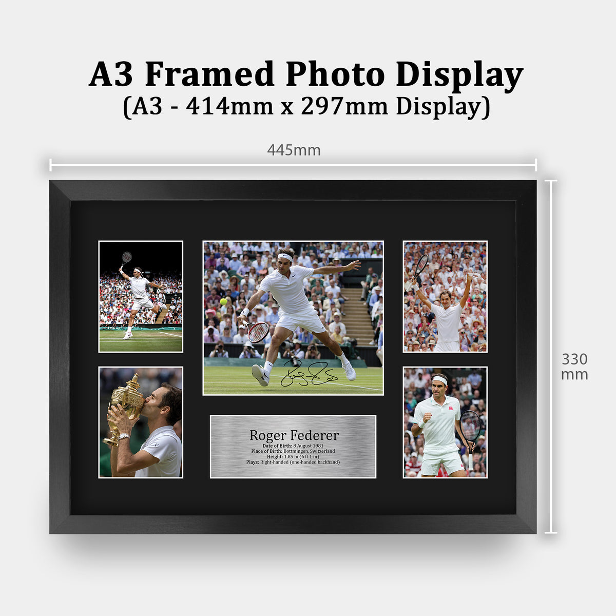 Roger Federer A3 framed print, view 2