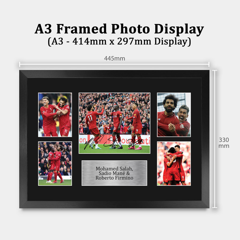 Mo Salah, Sadio Mane, Roberto Firmino A3 Framed Team A3 framed print, view 2