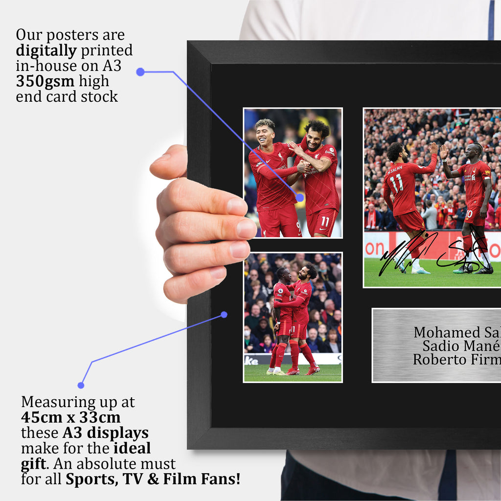 Mo Salah, Sadio Mane, Roberto Firmino A3 Framed Team A3 framed print, view 3