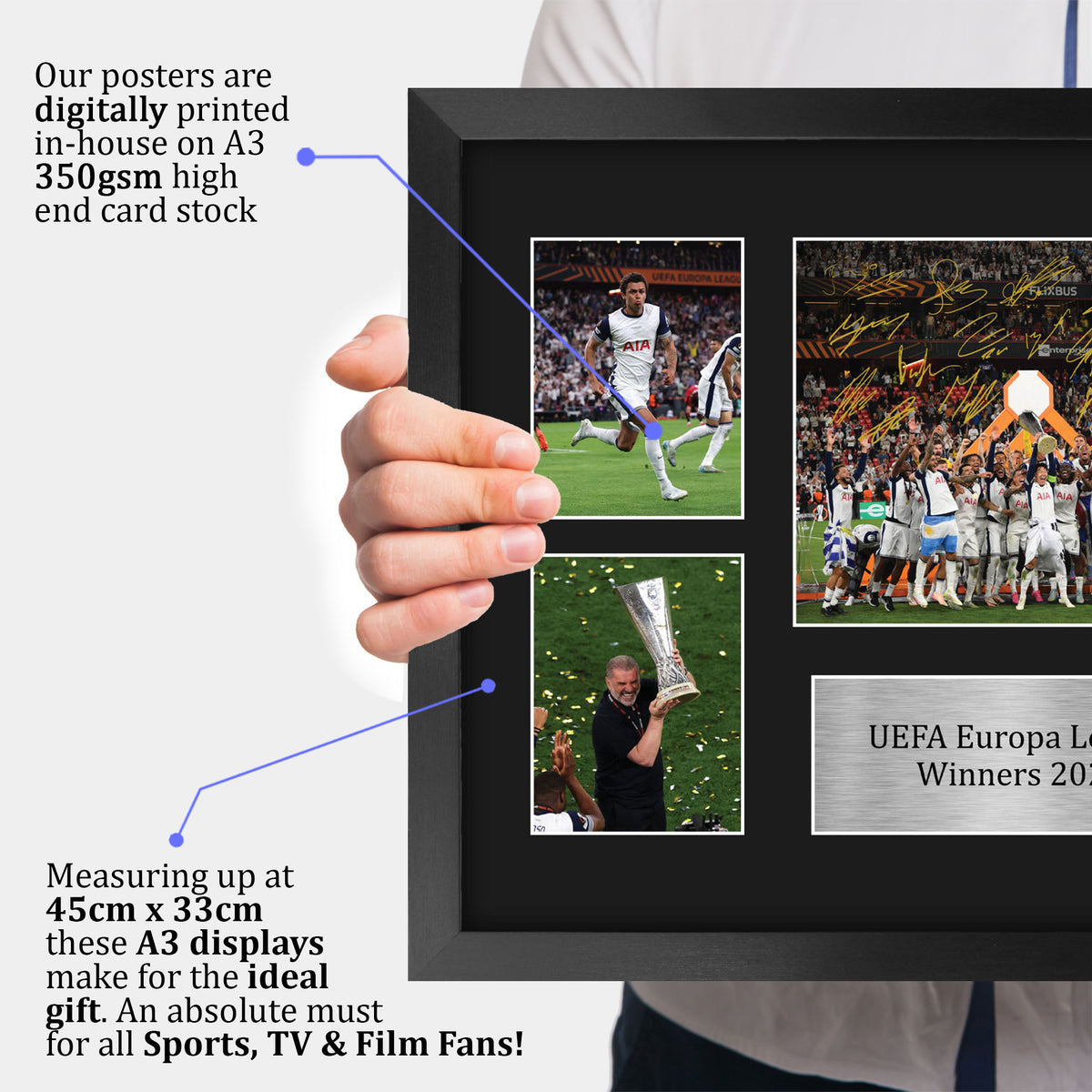 Europa League 2025 Winners Spurs A3 framed print, view 3