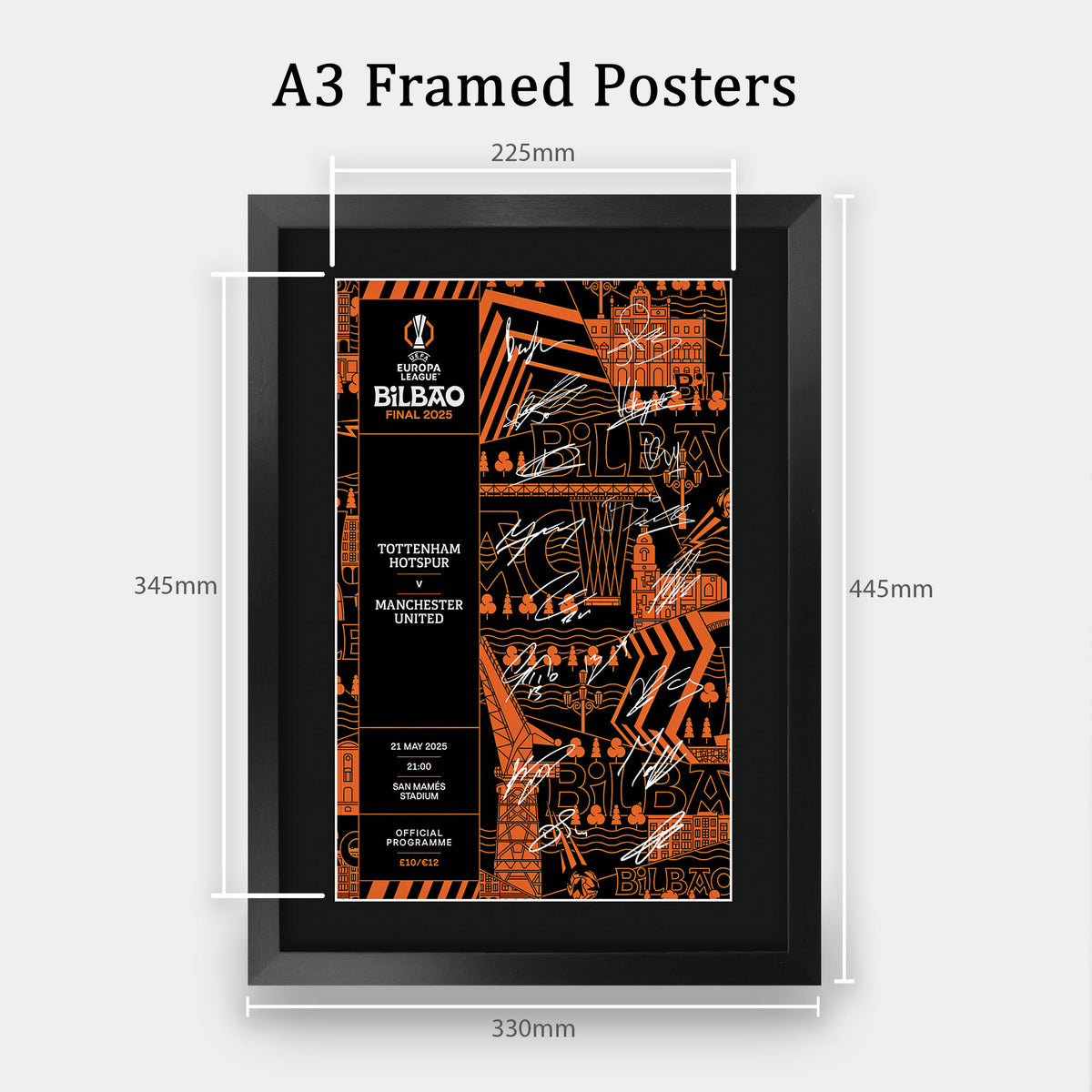 Europa League Final 2025 Programme Cup Winners A3 framed print, view 2