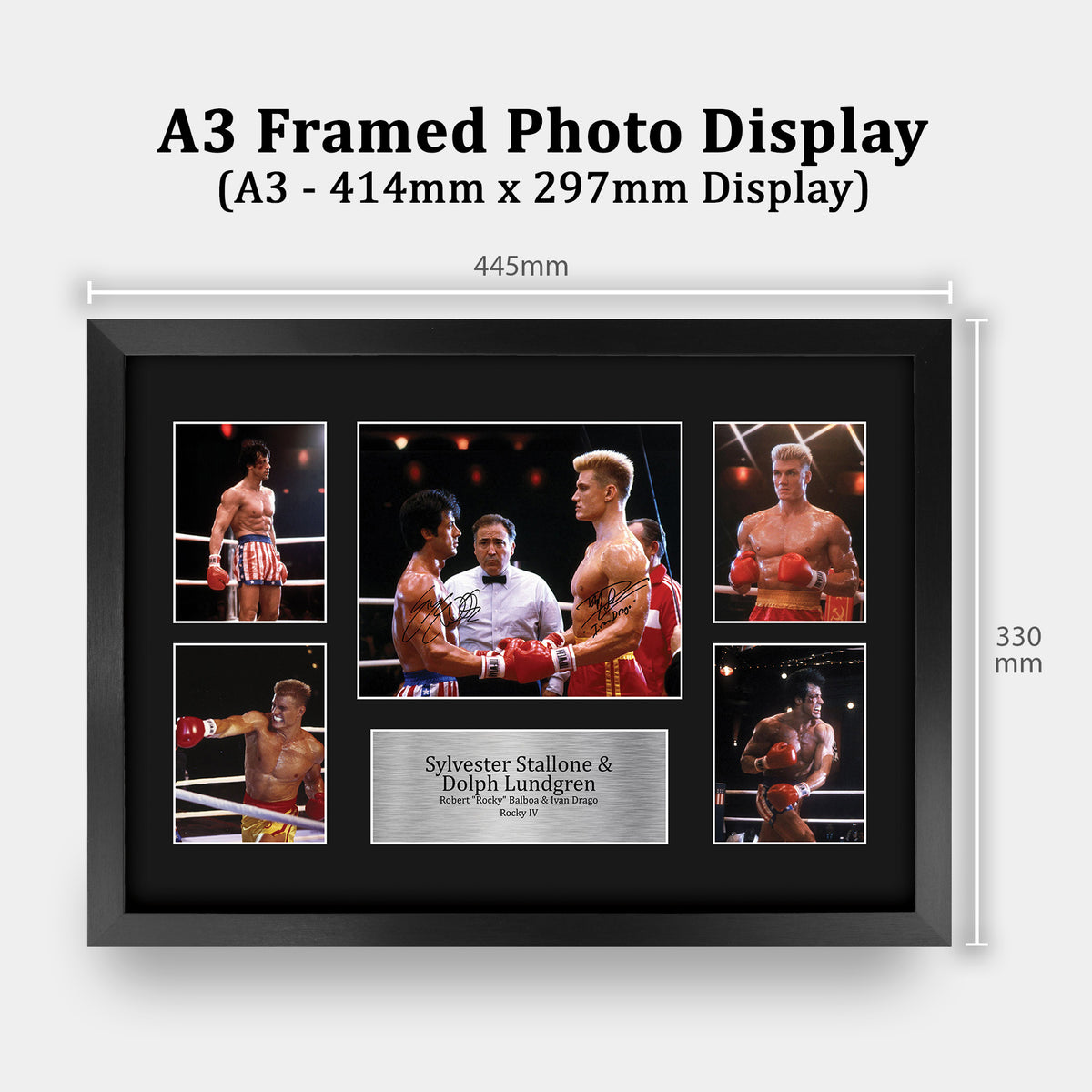 Stallone & Lundgren Rocky 4 A3 framed print, view 2