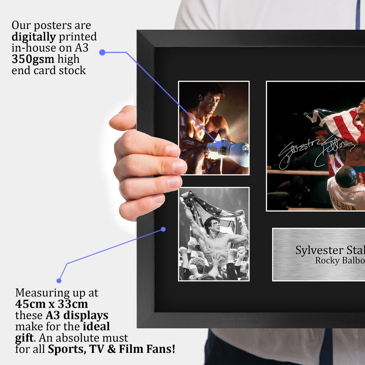 Sylvester Stallone A3 framed print, view 3